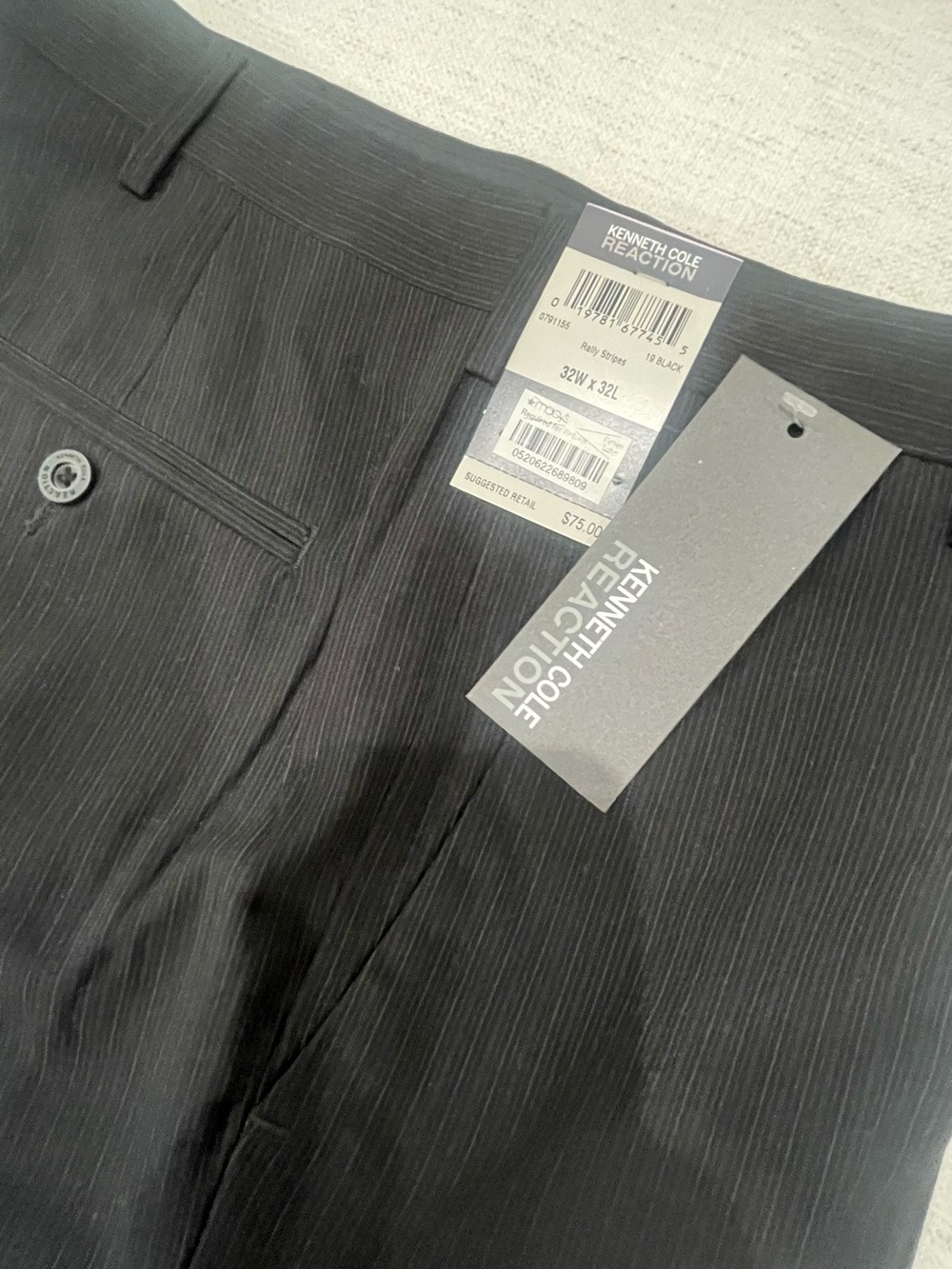 Kenneth Cole Reaction Men’s Black Pinstripe Dress Pants